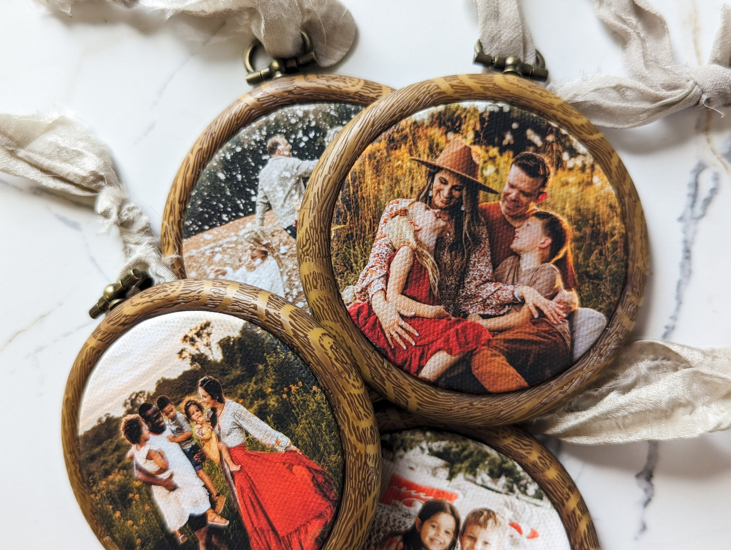 Custom Photo Embroidery Hoop Ornaments