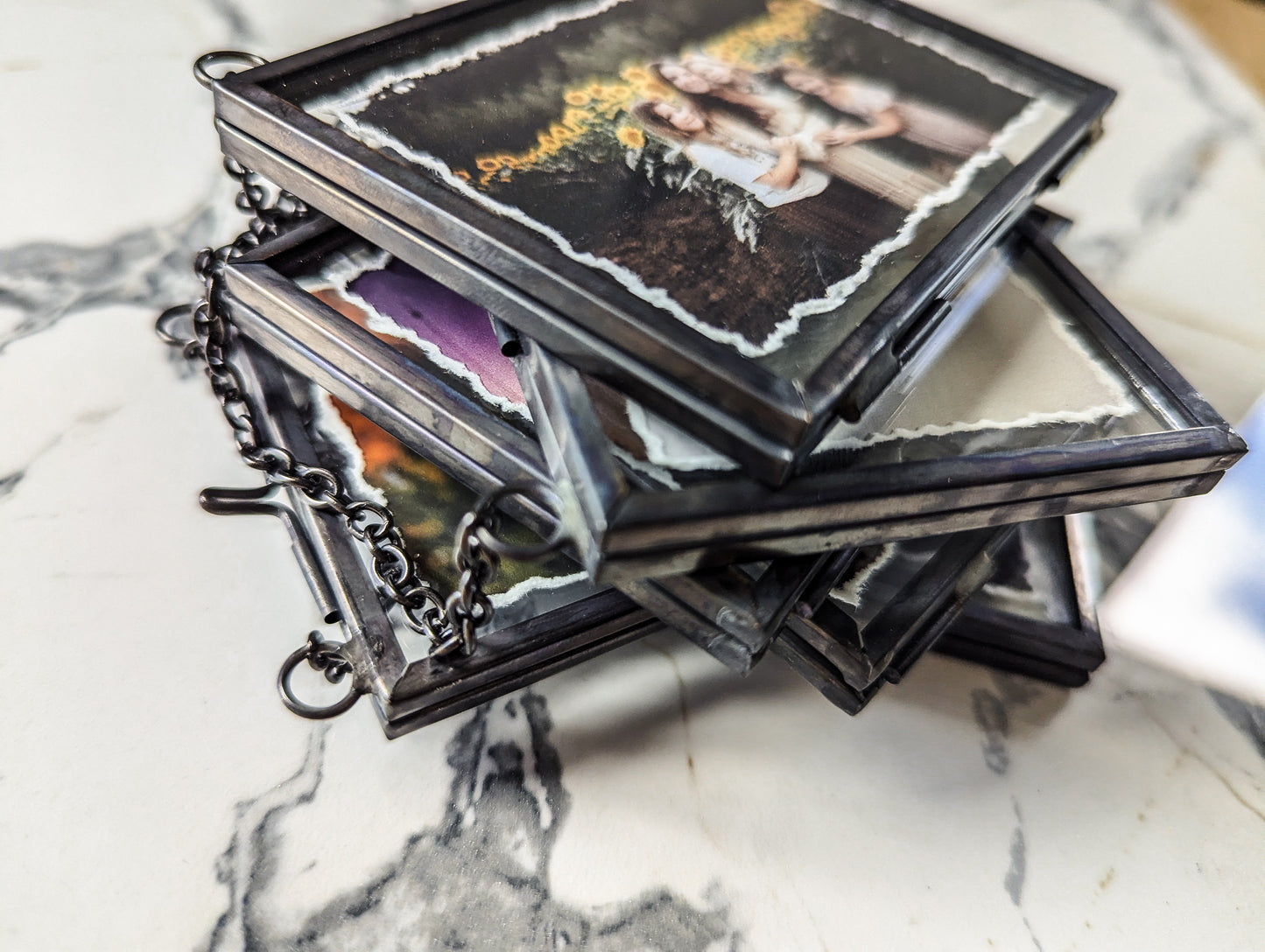 Custom Photo Hand Torn Glass Ornaments