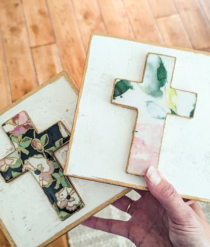 Watercolor Inspired Cross Block