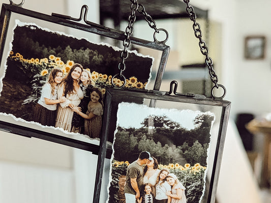 Custom Photo Hand Torn Glass Ornaments